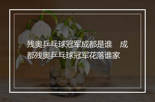 残奥乒乓球冠军成都是谁　成都残奥乒乓球冠军花落谁家